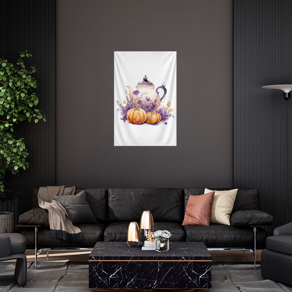 Vintage Purple Floral Pumpkin Teapot 