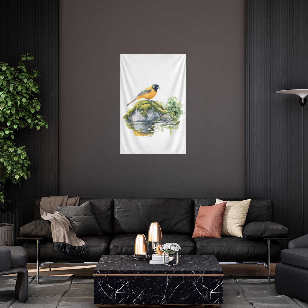 Turuncu Siyah Baltimore Oriole Kuşu Duvar Örtüsü
