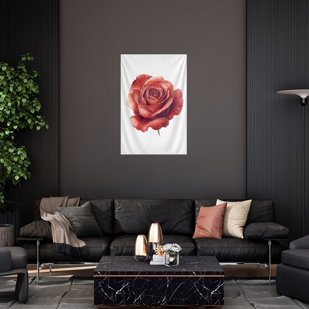 Crimson Red Rose Wall Tapestry
