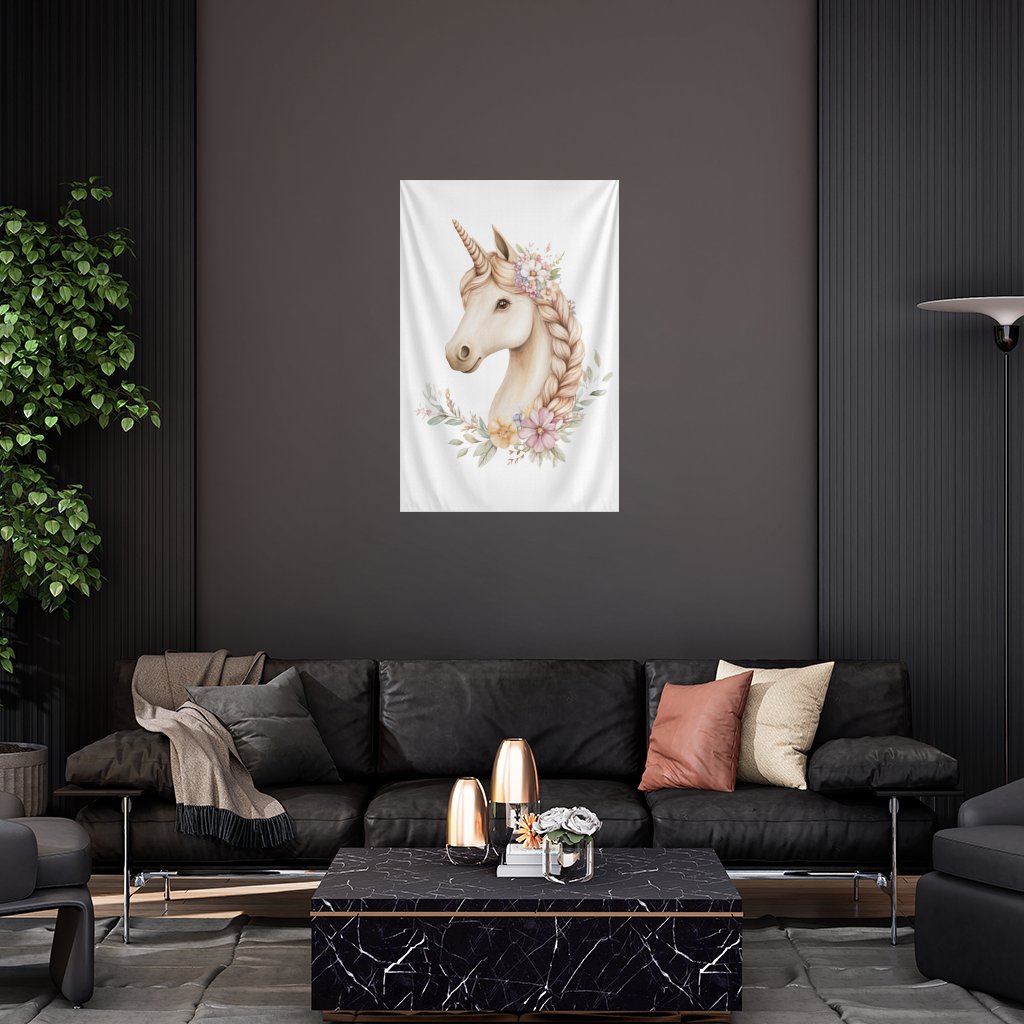 Cottagecore Floral Unicorn Wall Tapestry