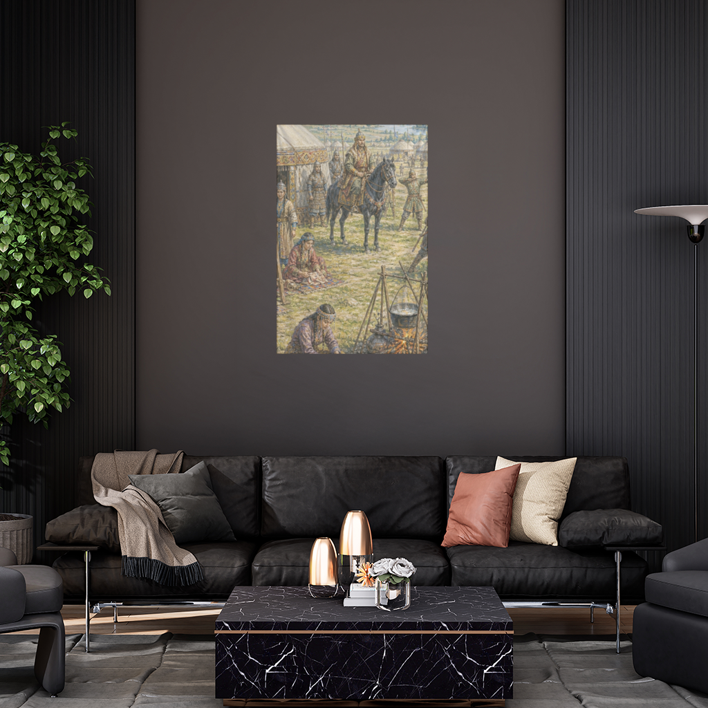 Ancient Steppe Heritage Historic Turkish Camp Scene Art 