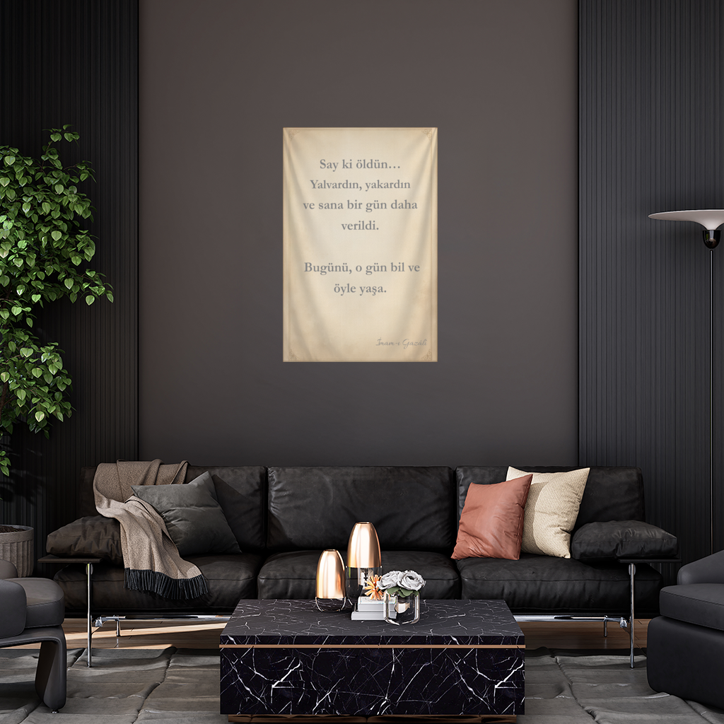 Imam Al-Ghazali Meaningful Quote Say ki öldün... Wall Tapestry