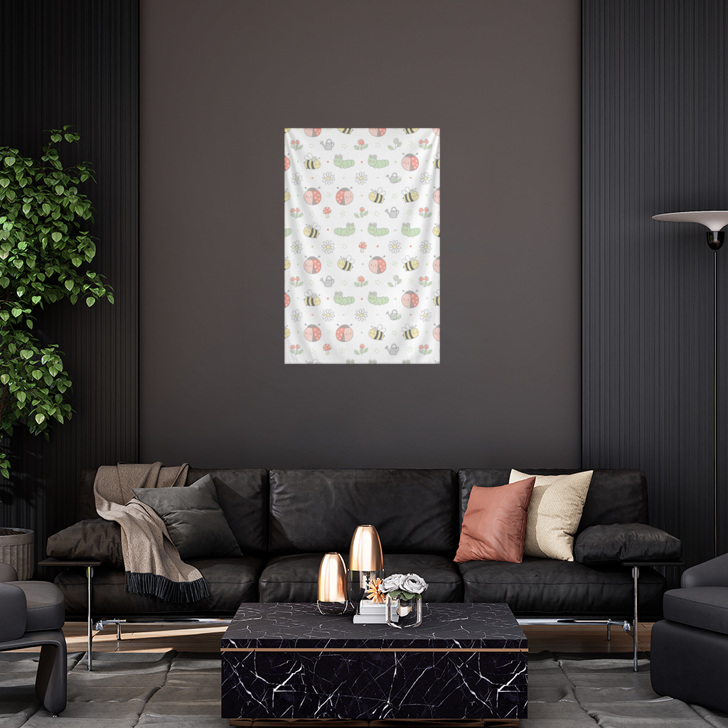 Cute Garden Bugs Pattern Wall Tapestry