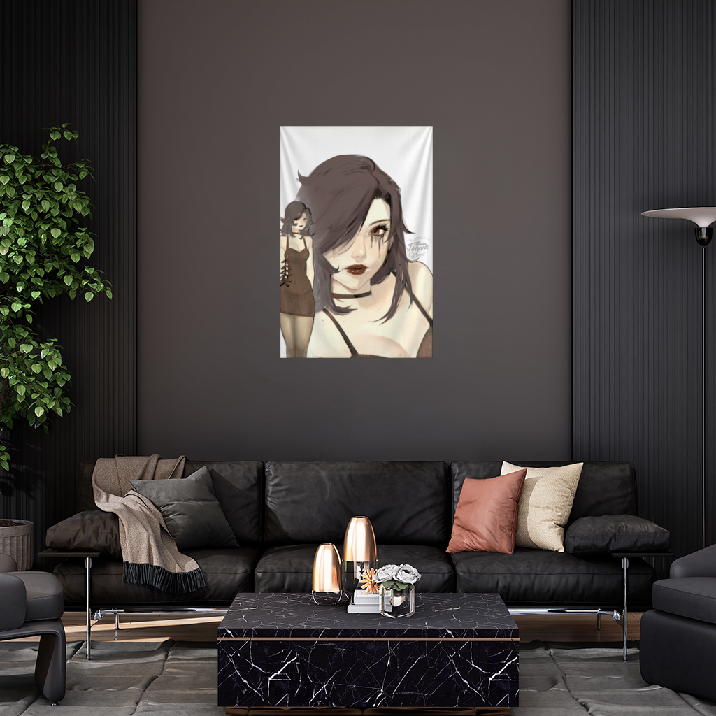 Goth Anime Girl Wall Tapestry