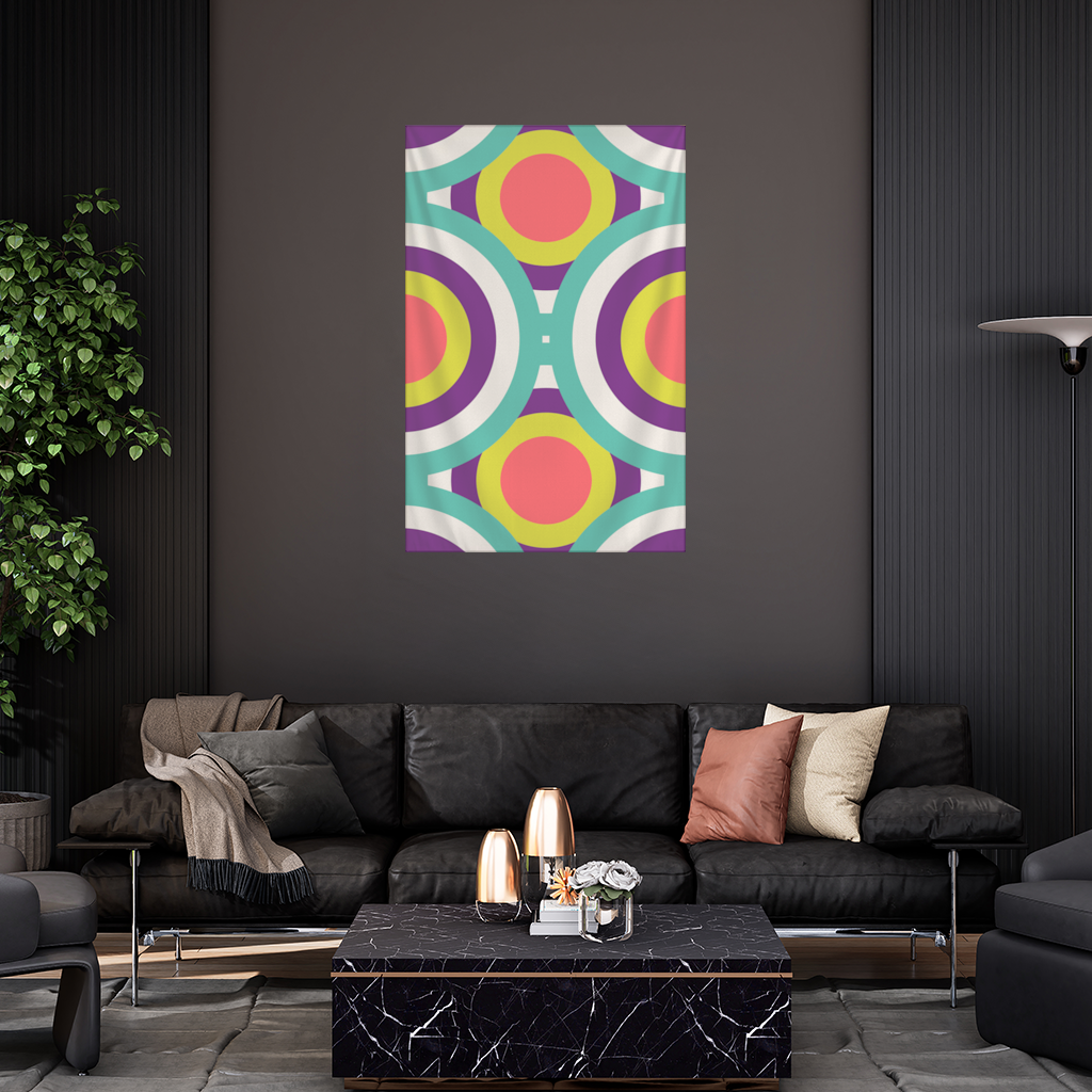 Colorful Geometric Circle Pattern Wall Tapestry