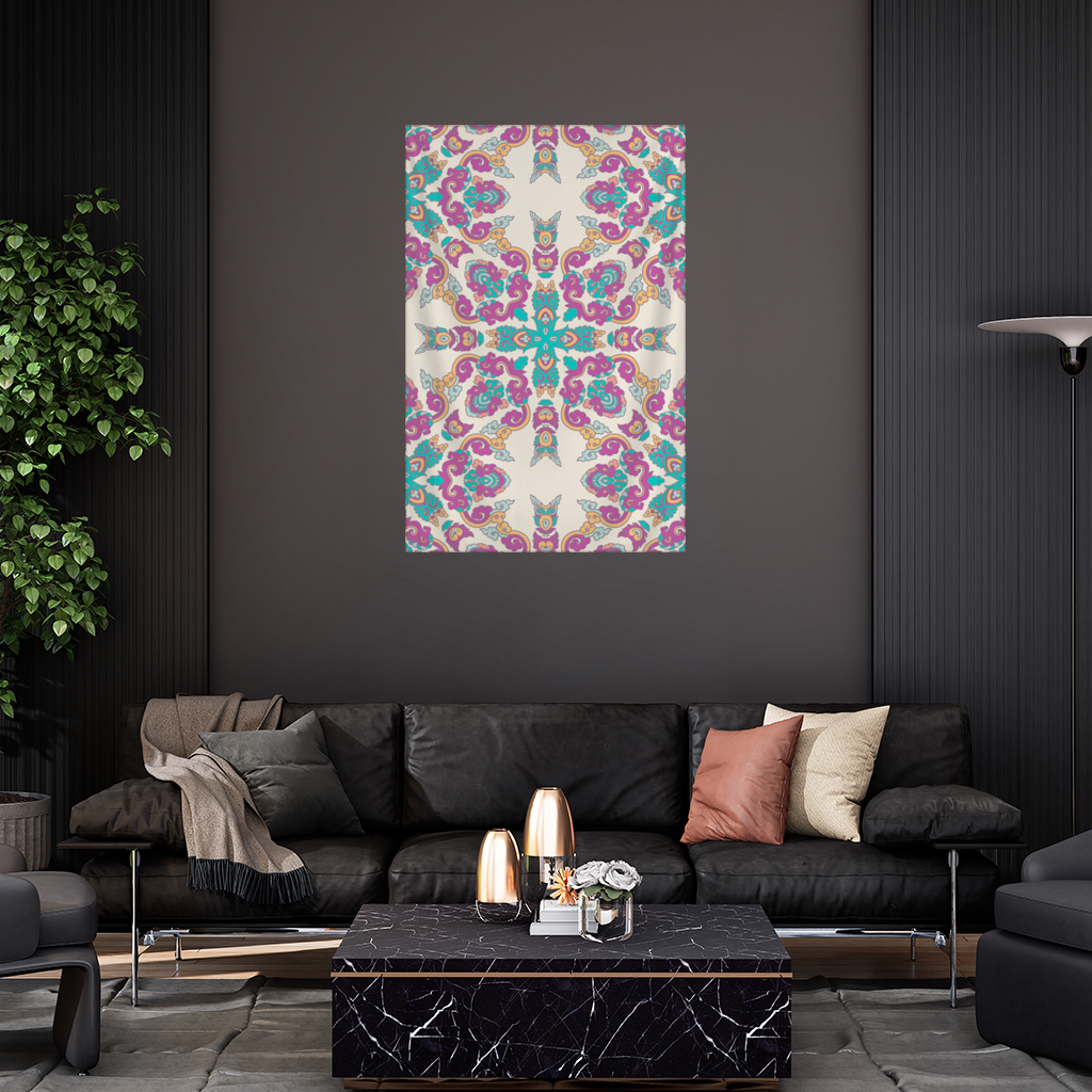 Colorful Oriental Symmetrical Mandala Pattern Wall Tapestry