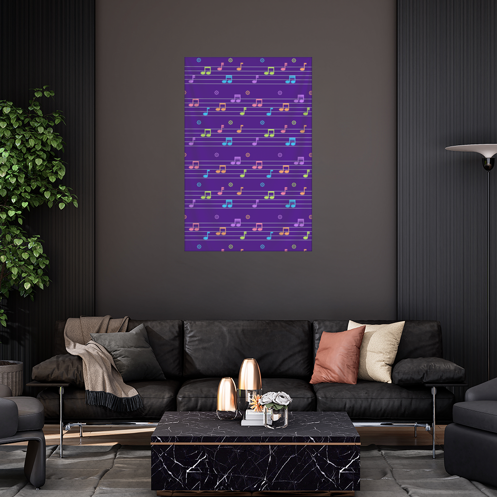 Colorful Music Notes and Modern Rhythm Seamless Pattern Wall Tapestry