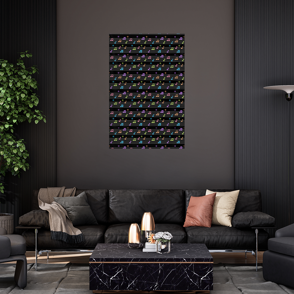 Vibrant Neon Music Notes and Rhythm Seamless Pattern 