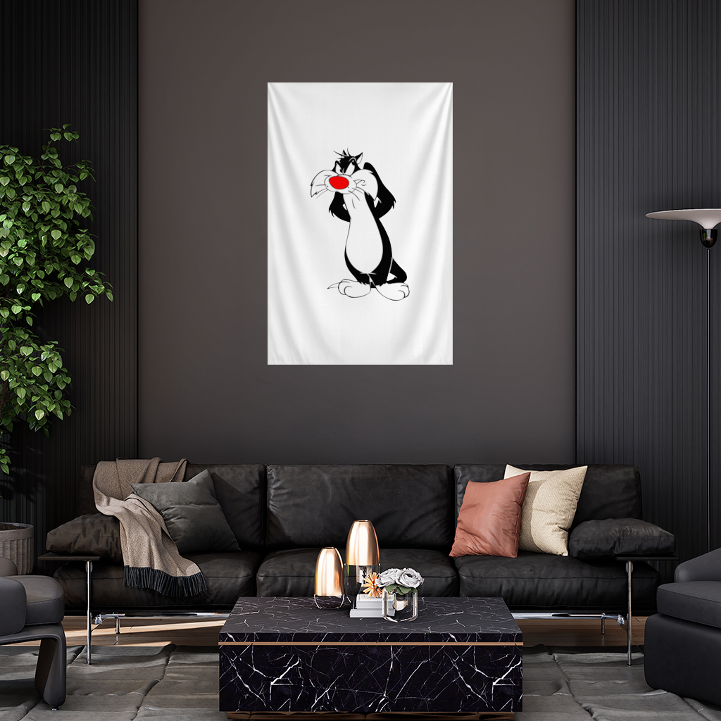 Funny Cartoon Cat Illustration Wall Tapestry