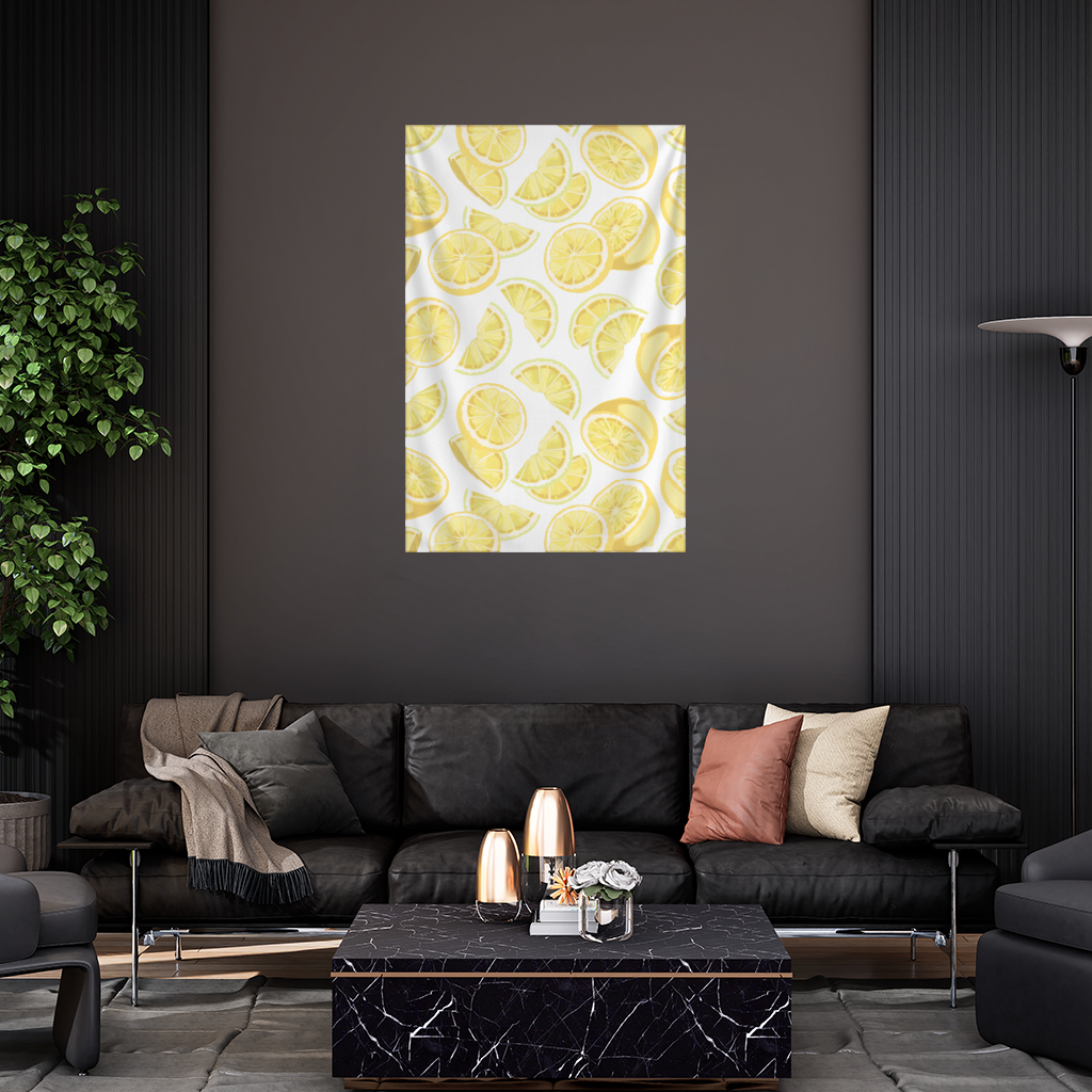 Fresh Lemon Slices Vibrant Summer Pattern Wall Tapestry