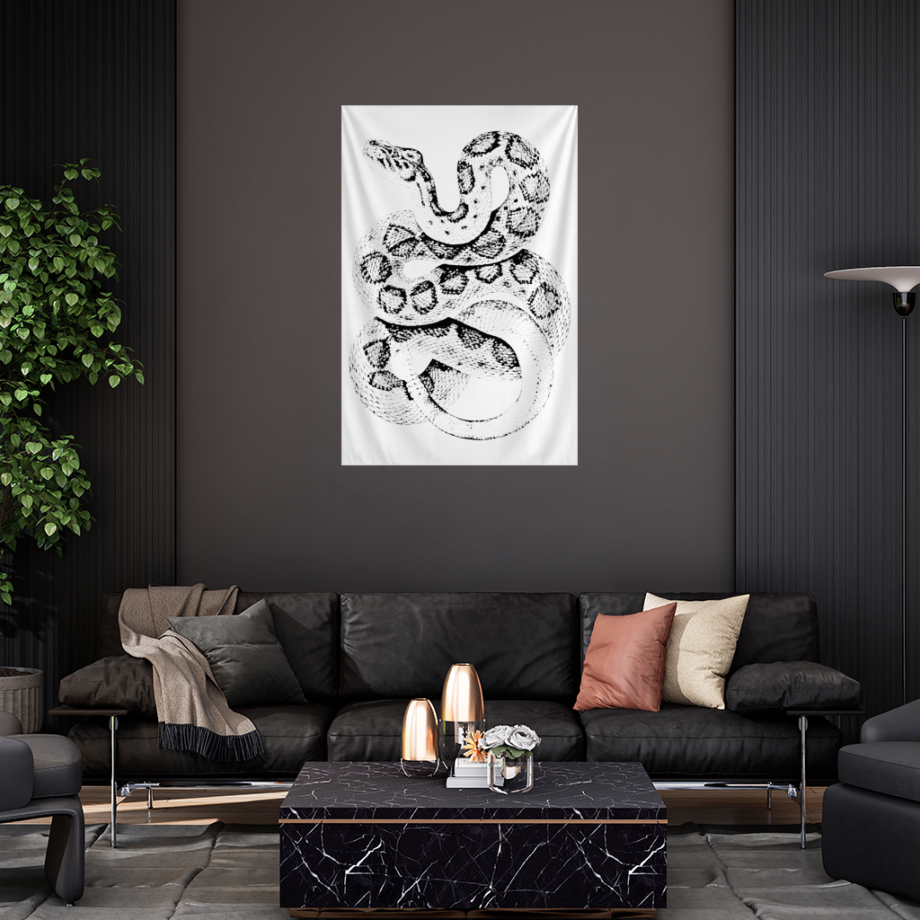 Detailed Vintage Rattlesnake Illustration Wall Tapestry