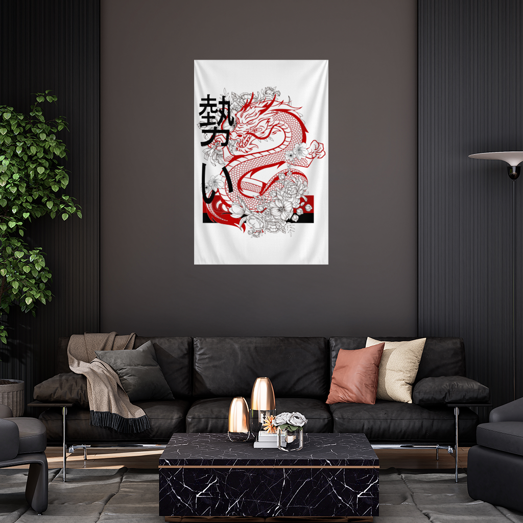 Japanese Dragon with Floral Design 