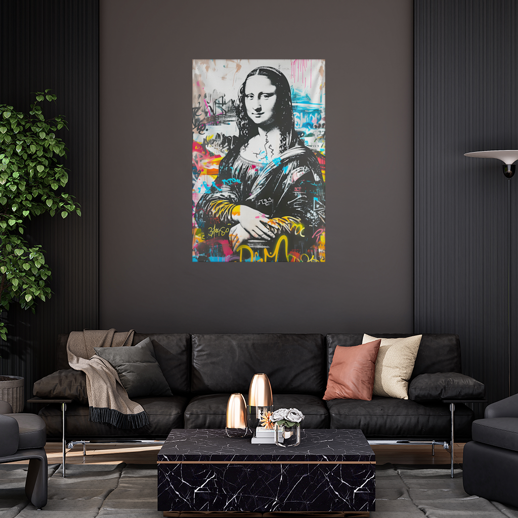 Graffiti Style Modern Mona Lisa Illustration Wall Tapestry
