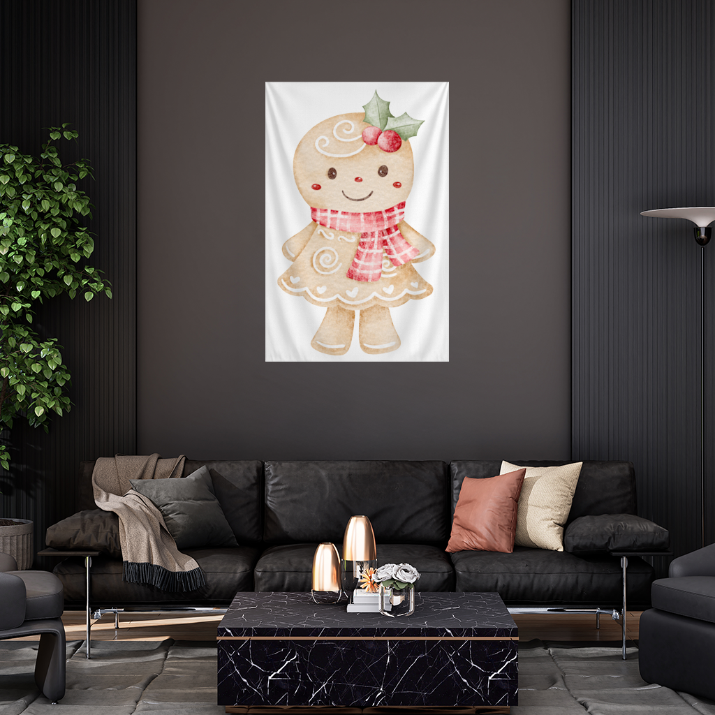 Cute Gingerbread Cookie Character Wall Tapestry