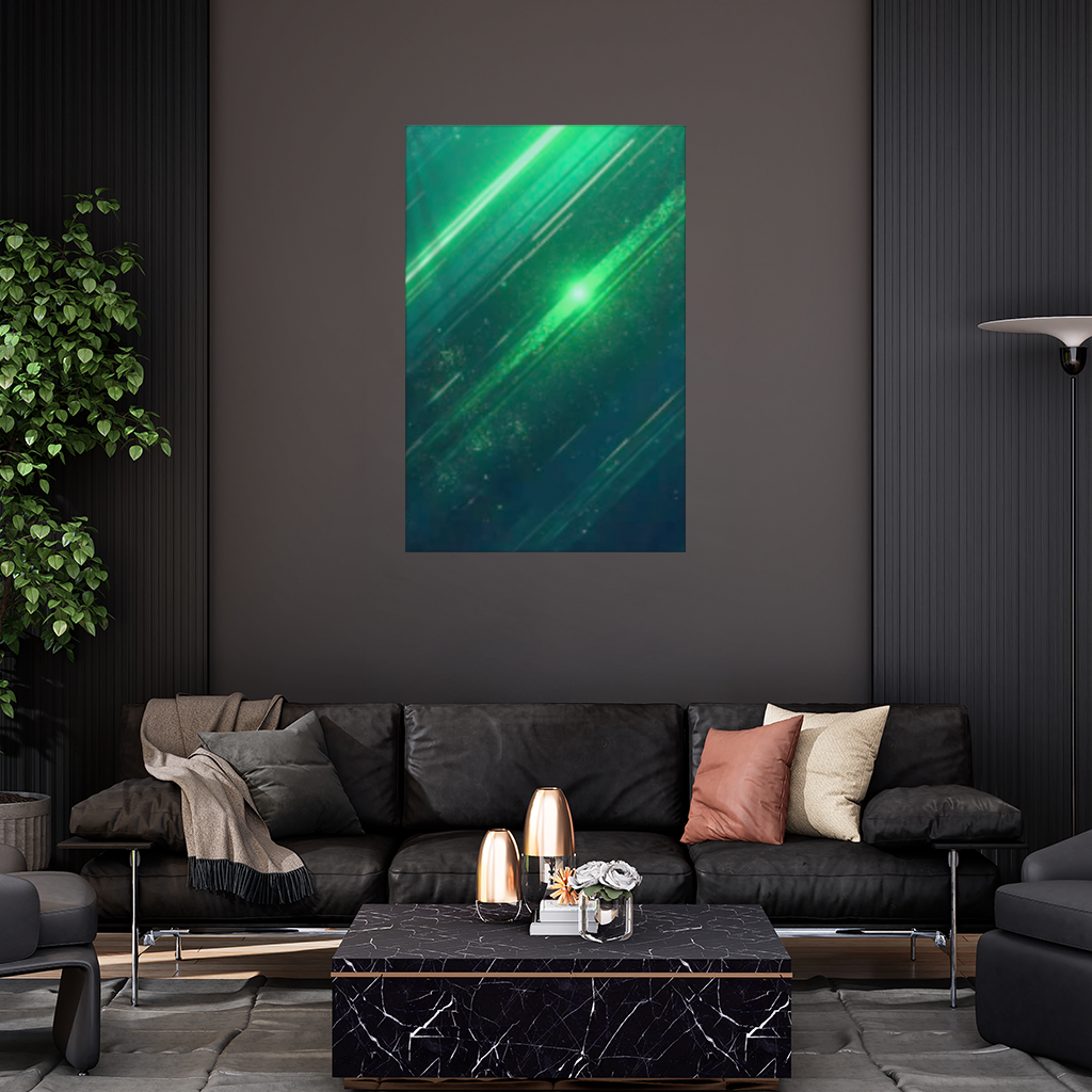 Green bright strips on black background. 