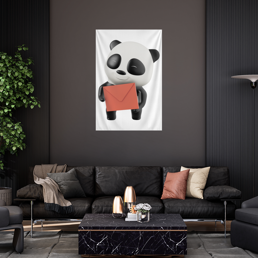 Happy Panda Character Holding Red Envelope 