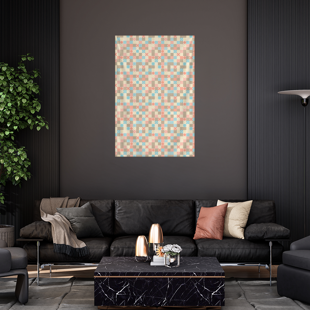 Colorful Modern Geometric Square Pattern Wall Tapestry