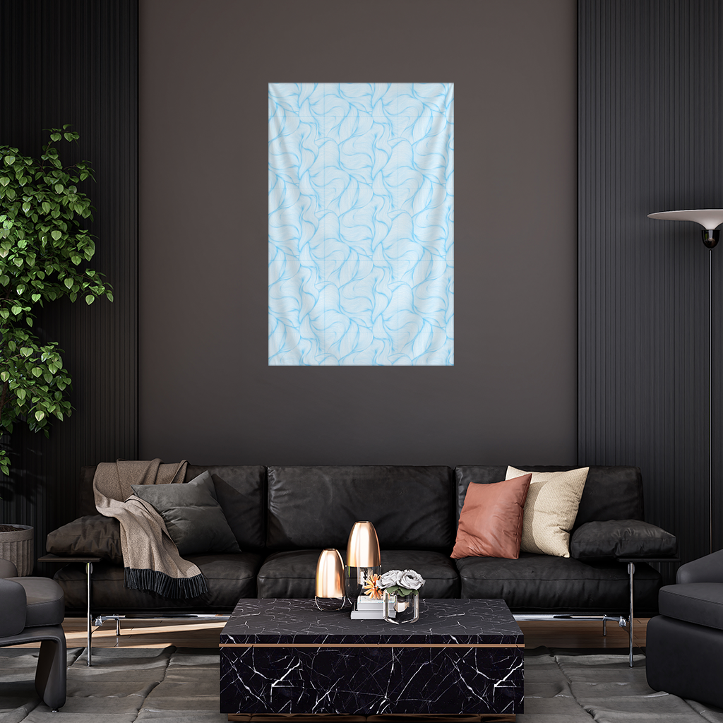 Blue Wavy Linear Abstract Pattern Wall Tapestry
