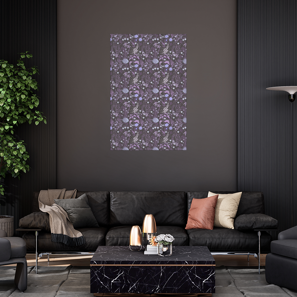 Purple Gothic Botanical Wall Tapestry
