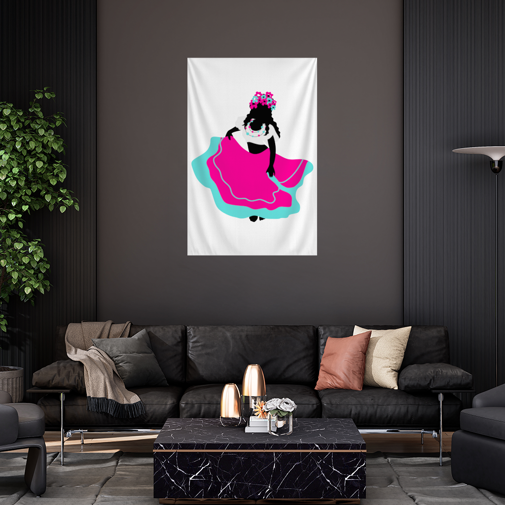 Mexican Folklorico Dancer Silhouette Wall Tapestry