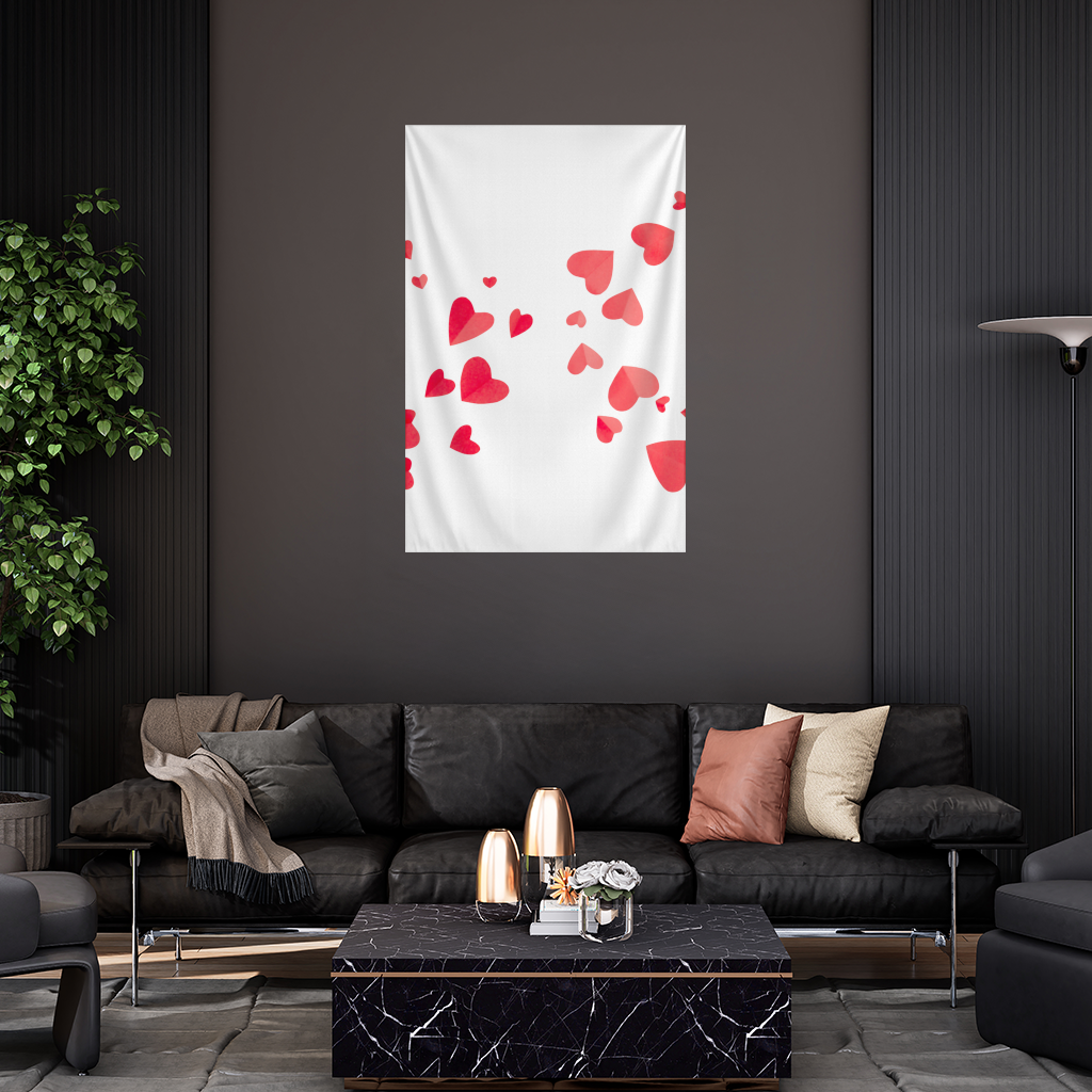 Red Hearts Frame Design Wall Tapestry