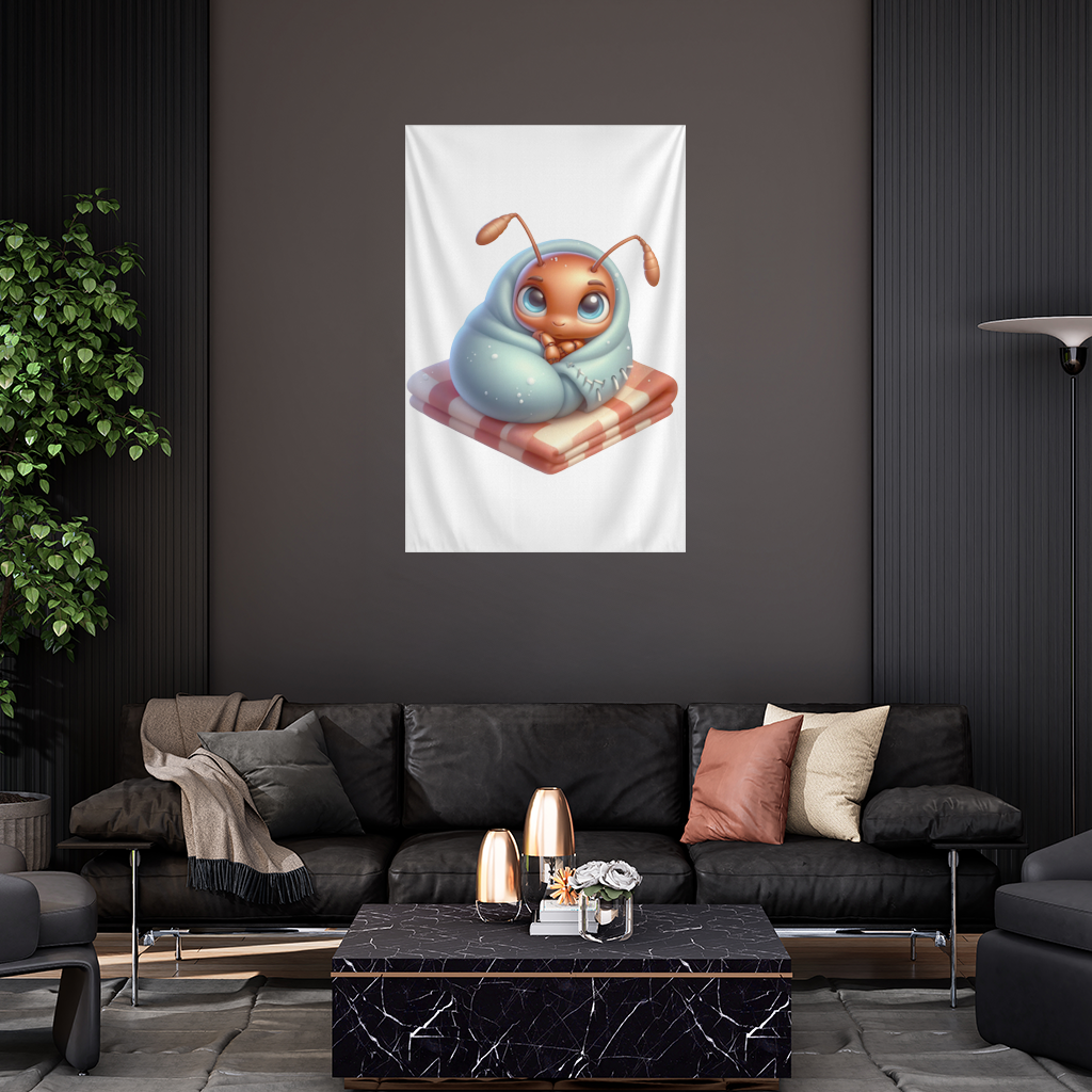 Kawaii Baby Ant Wrapped in Blanket Wall Tapestry