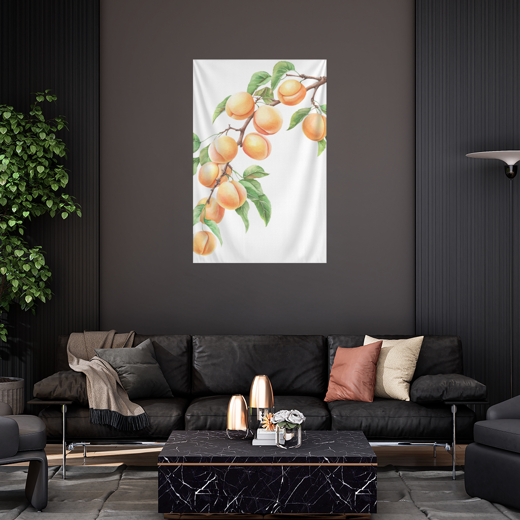 Ripe Orange Apricot Fruit Branch Wall Tapestry