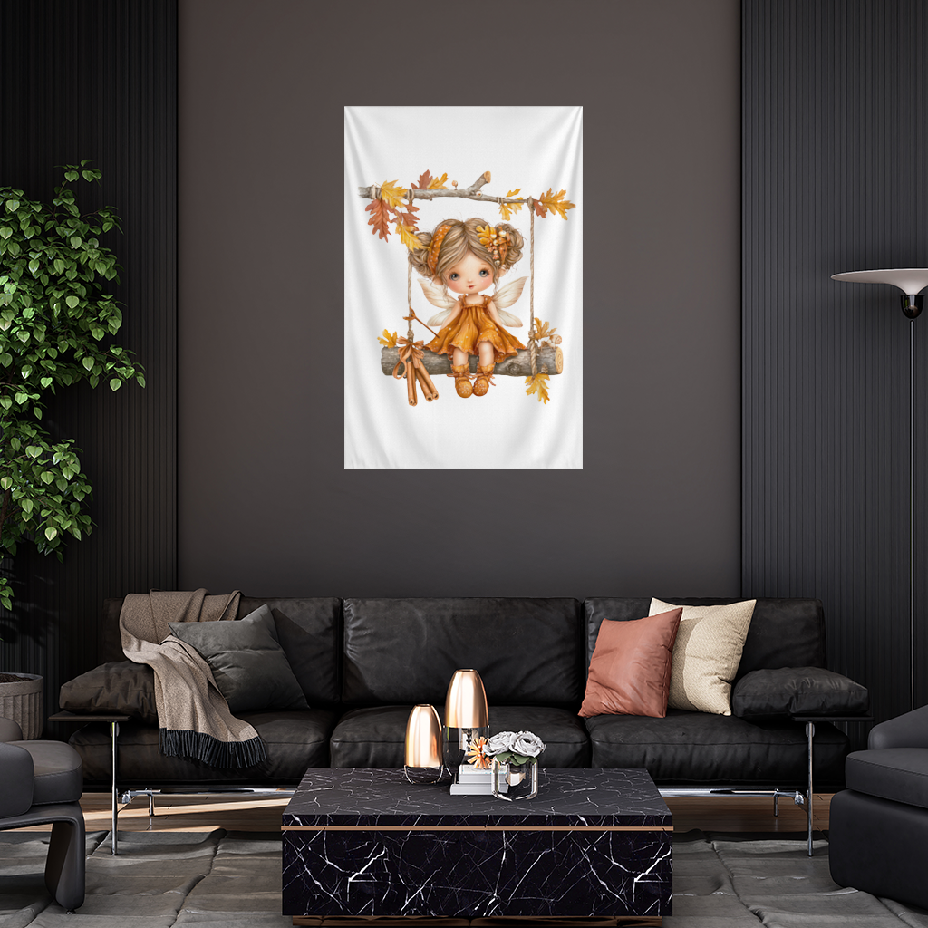 Whimsical Autumn Forest Fairy Wall Tapestry
