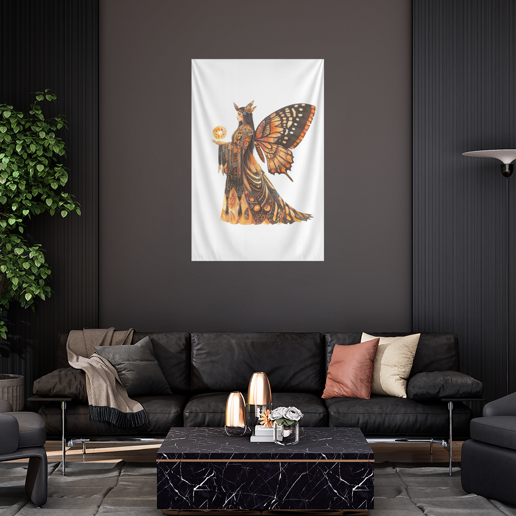 Monarch Kelebek Kanatlı Tanrıça Duvar Örtüsü