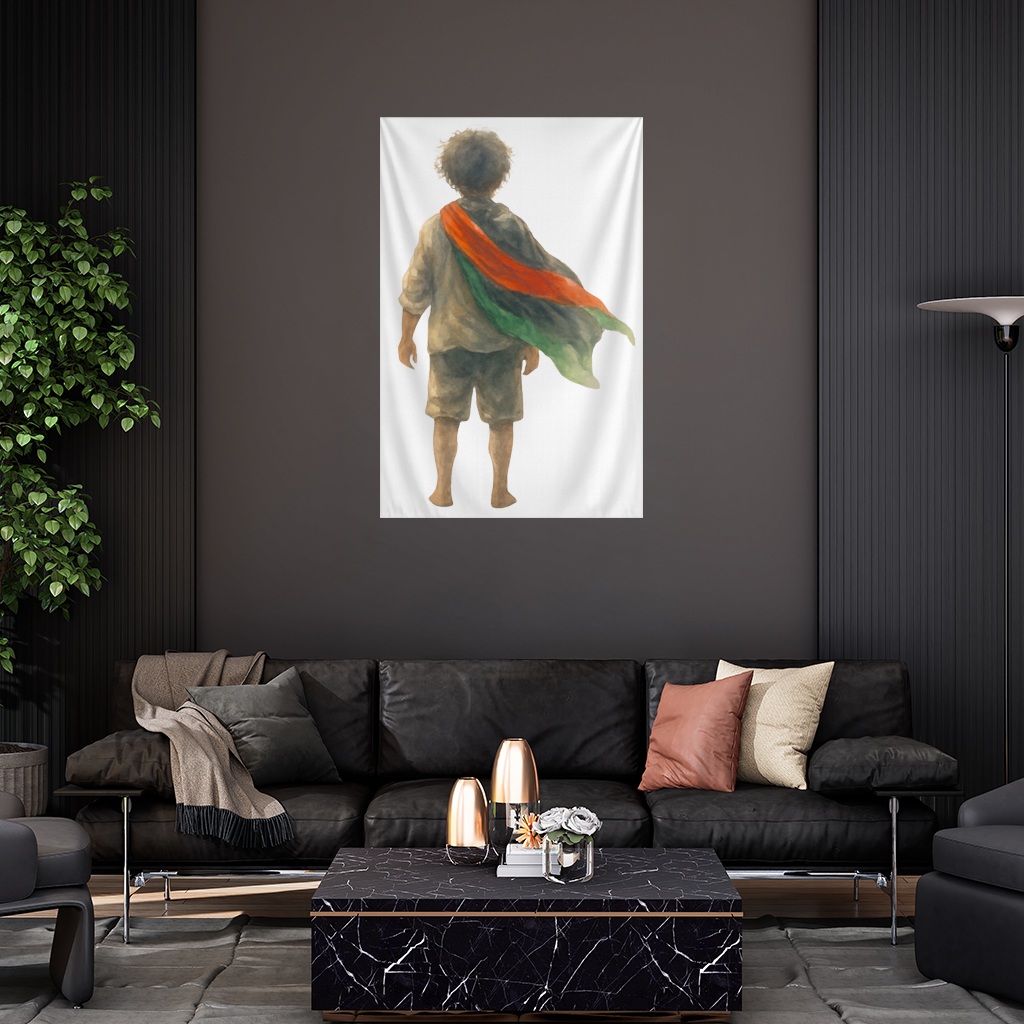 Dünyaya Arkasını Dönmüş Filistinli Çocuk Duvar Örtüsü