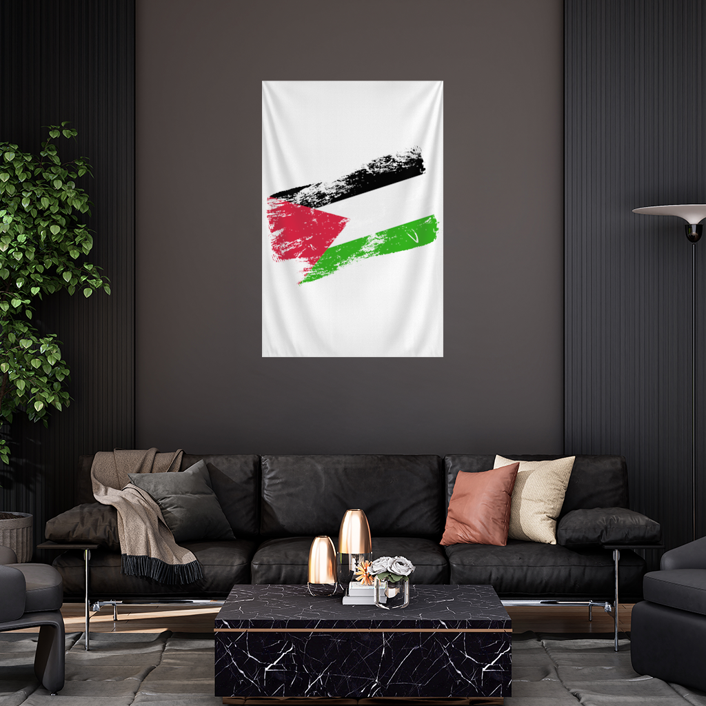 Palestine Resistance Flag Brush Stroke Wall Tapestry