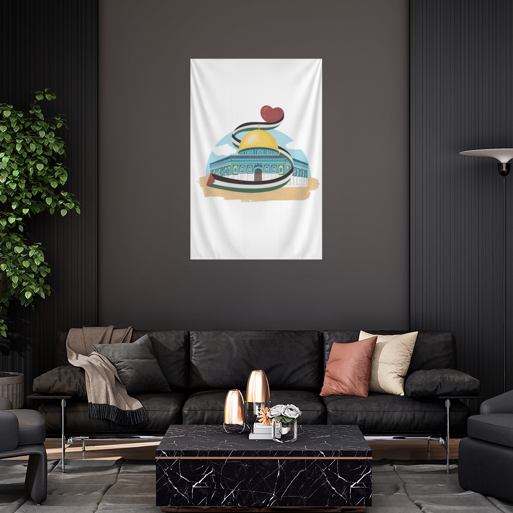 Kubbet-üs Sahra with the Palestinian flag and a heart Wall Tapestry