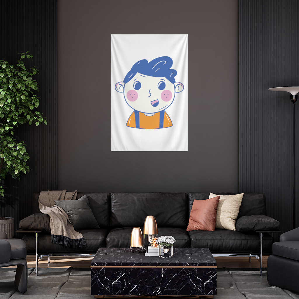 Cute Smiling Boy with Blue Hair 