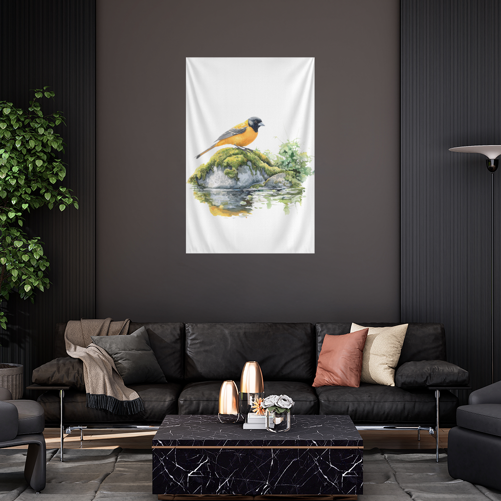 Orange Baltimore Oriole Bird Wall Tapestry