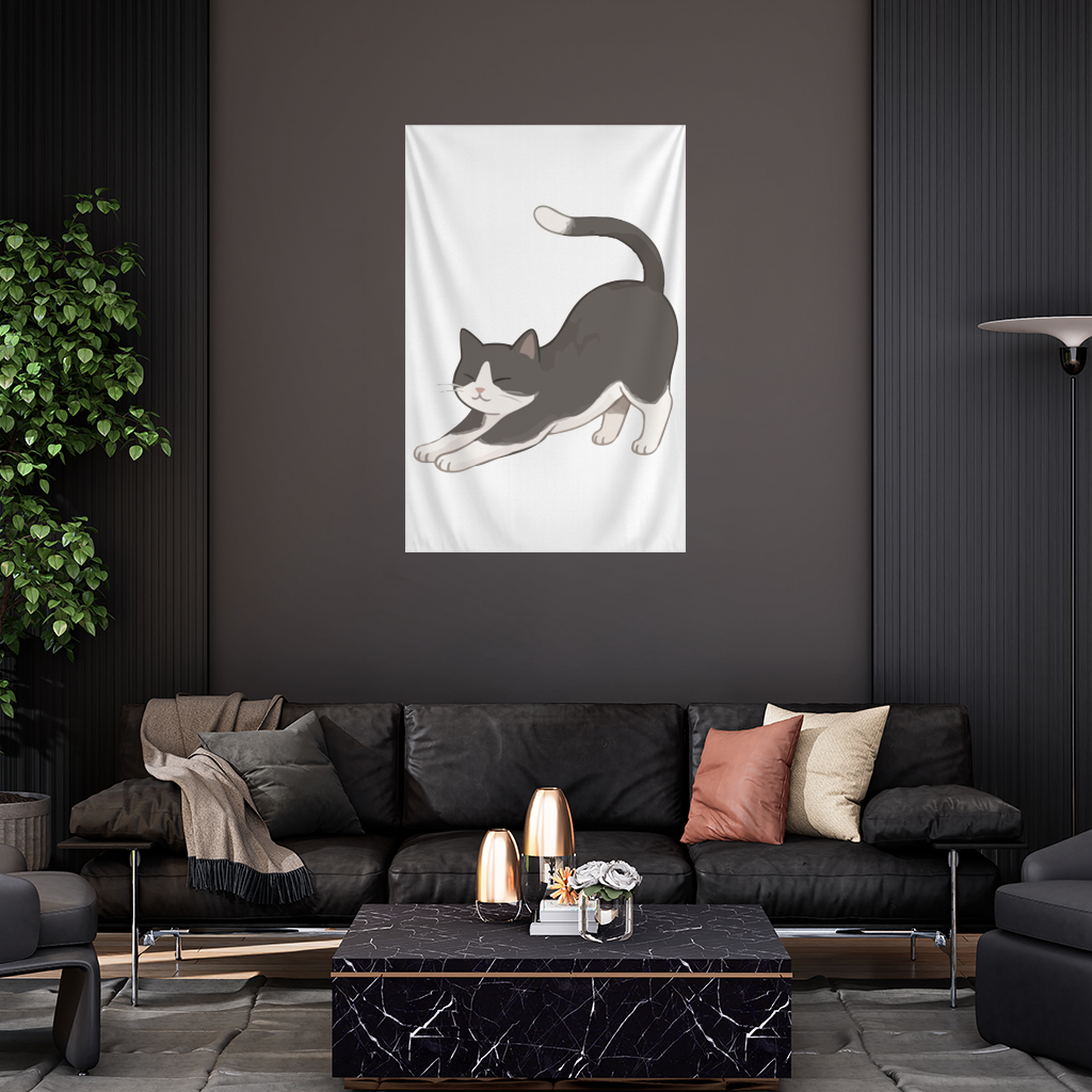 Stretching Tuxedo Cat 