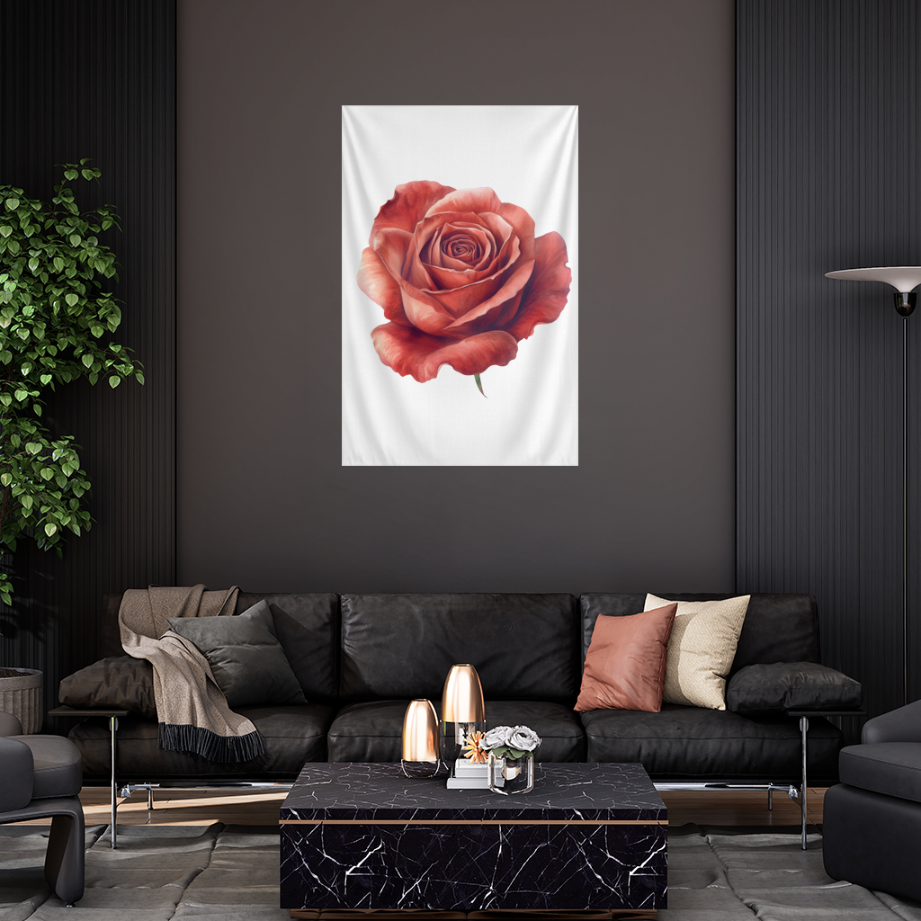 Crimson Red Rose Wall Tapestry