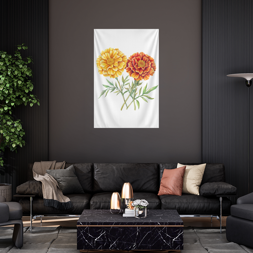 Botanical Yellow Orange Marigold 