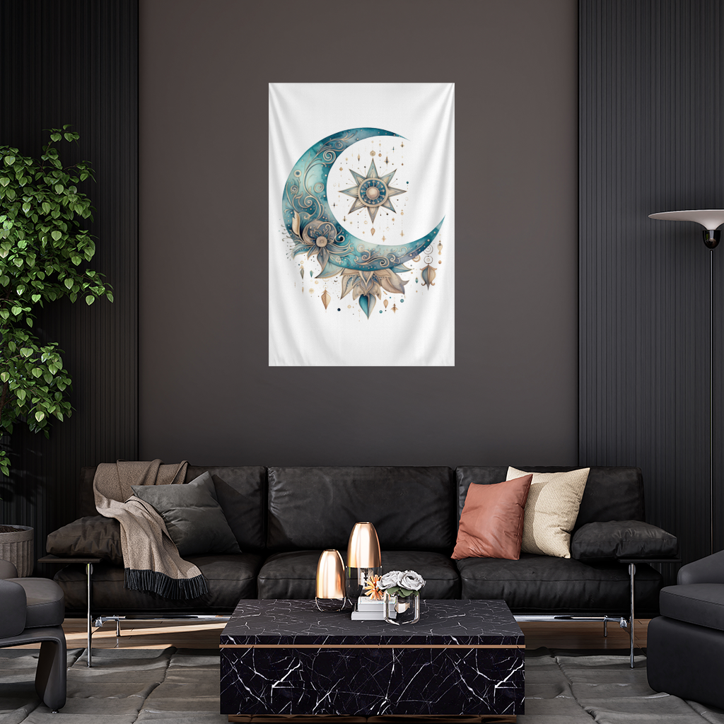 Boho Celestial Sun and Moon Wall Tapestry