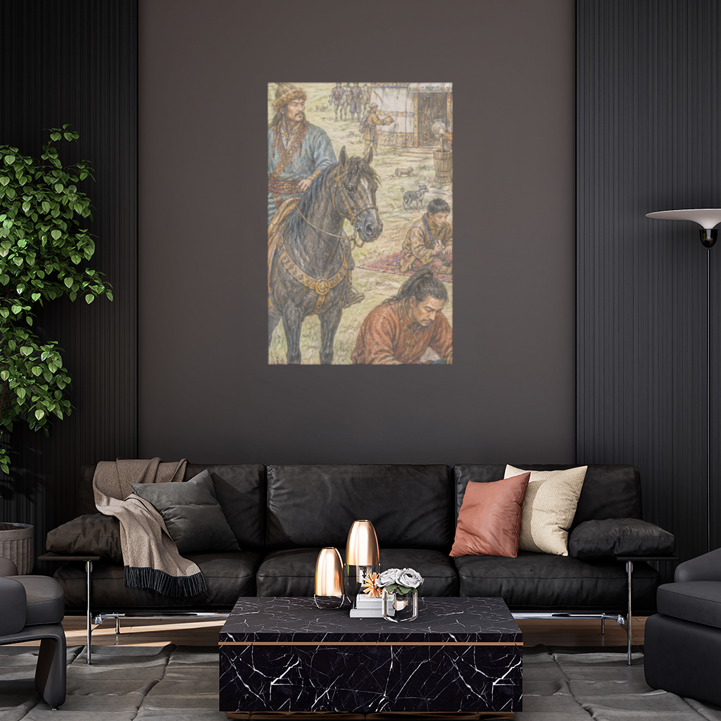 Blacksmiths of the Steppe Ancient Nomadic Camp Art Wall Tapestry
