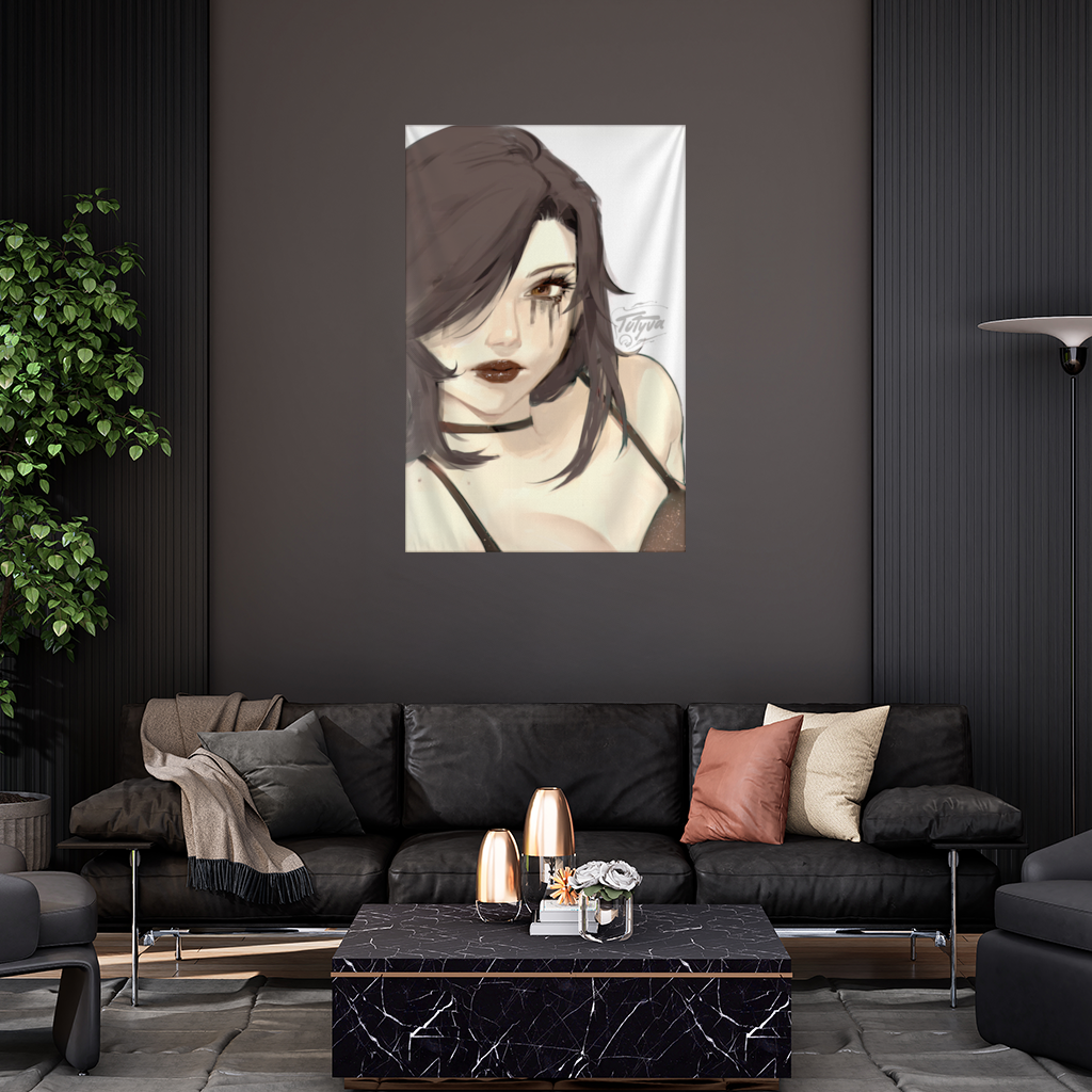 Goth Anime Girl Wall Tapestry