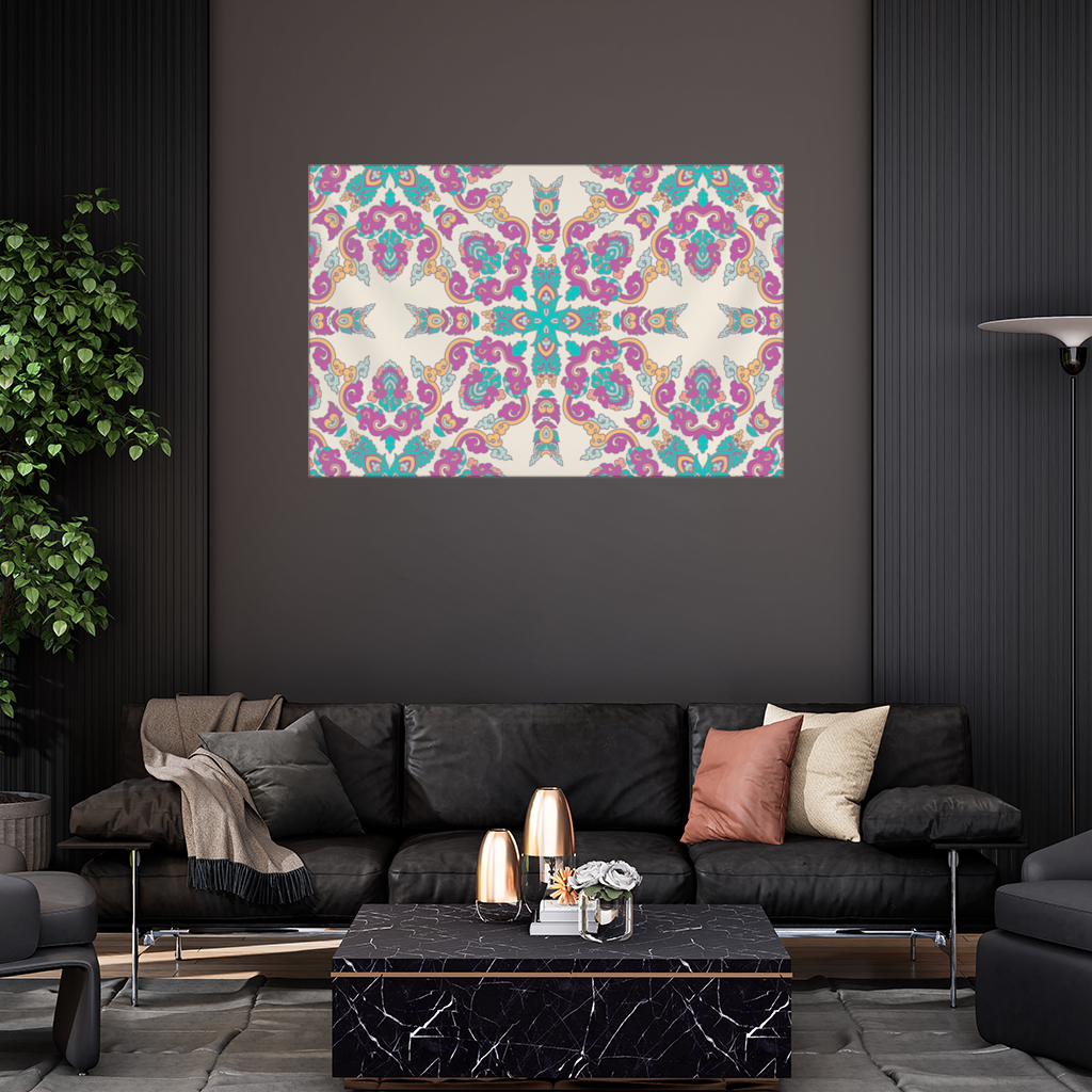 Colorful Oriental Symmetrical Mandala Pattern Wall Tapestry