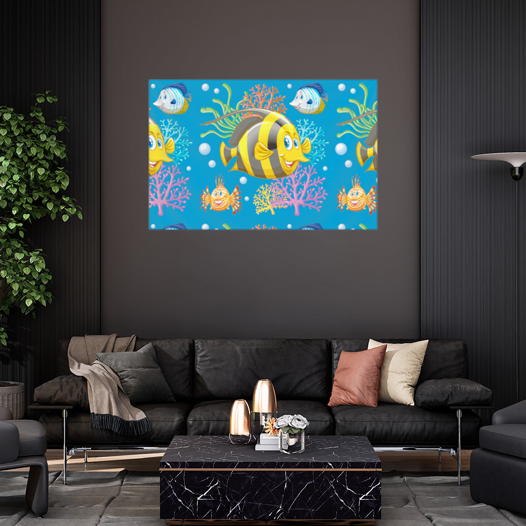 Colorful Tropical Fish and Coral Reef Pattern 