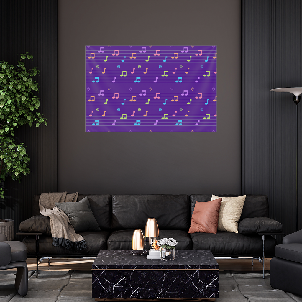 Colorful Music Notes and Modern Rhythm Seamless Pattern Wall Tapestry