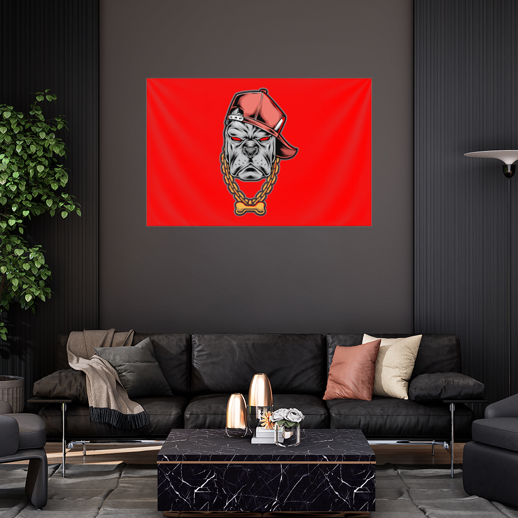 Hip Hop Style Gangster Dog Illustration Wall Tapestry