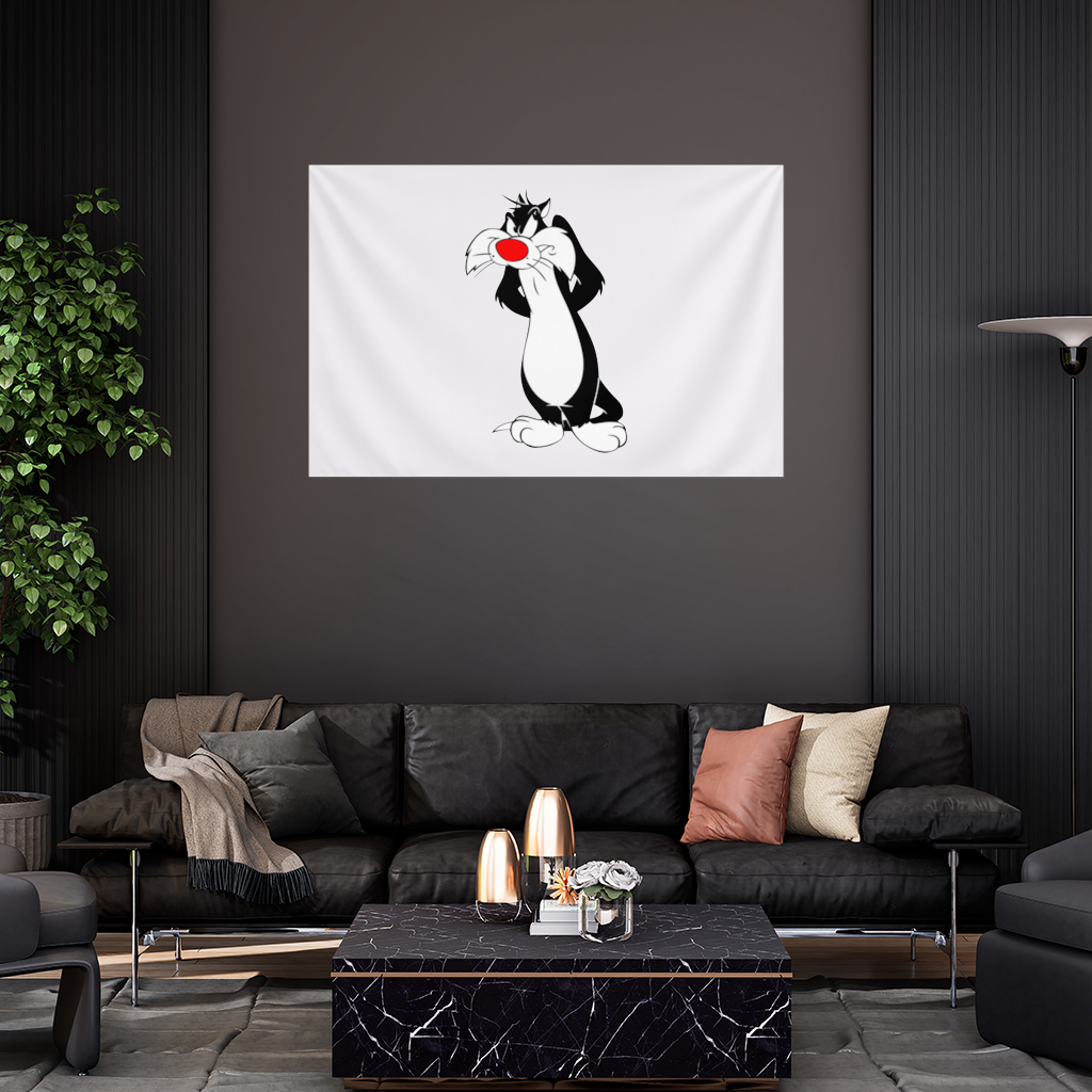 Funny Cartoon Cat Illustration Wall Tapestry