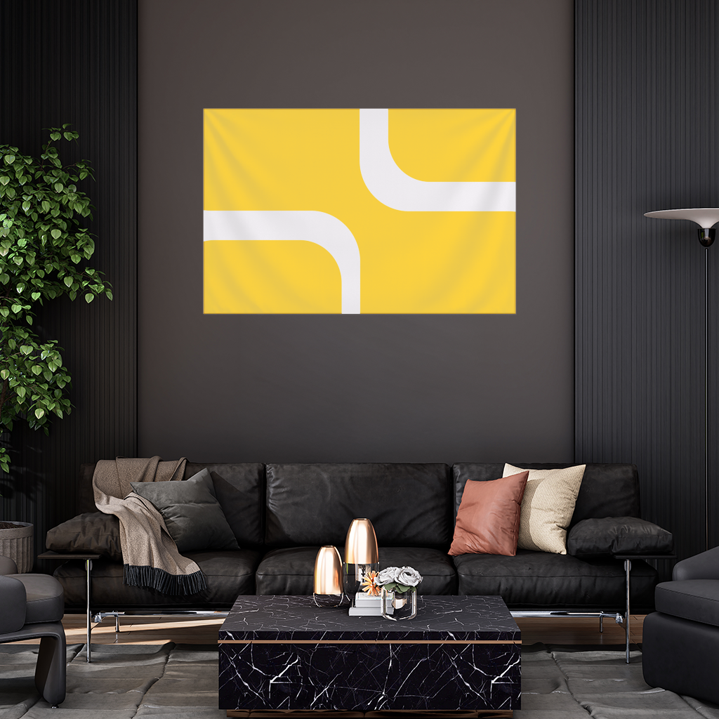 Yellow Geometric Labyrinth and Modern Abstract Pattern Wall Tapestry