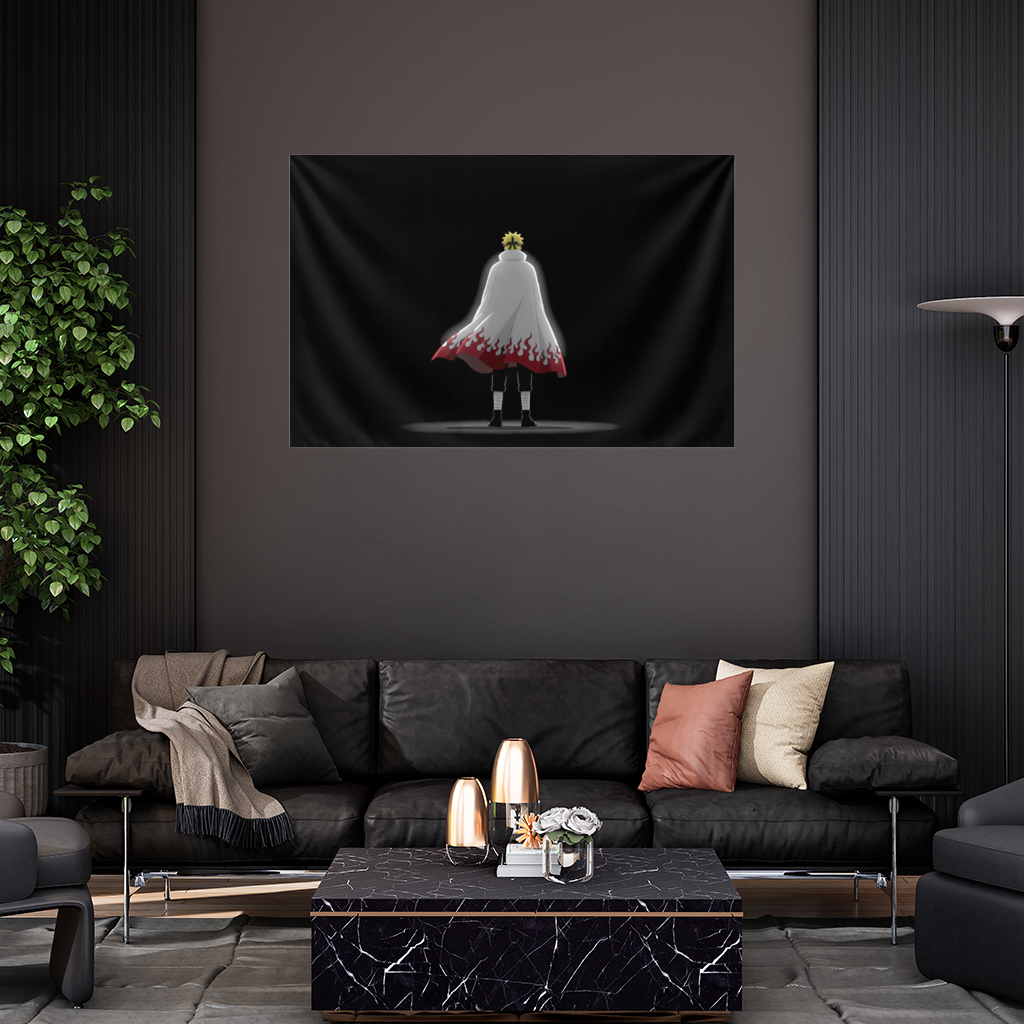 Power from Darkness Naruto Uzumaki Hokage Silhouette Wall Tapestry