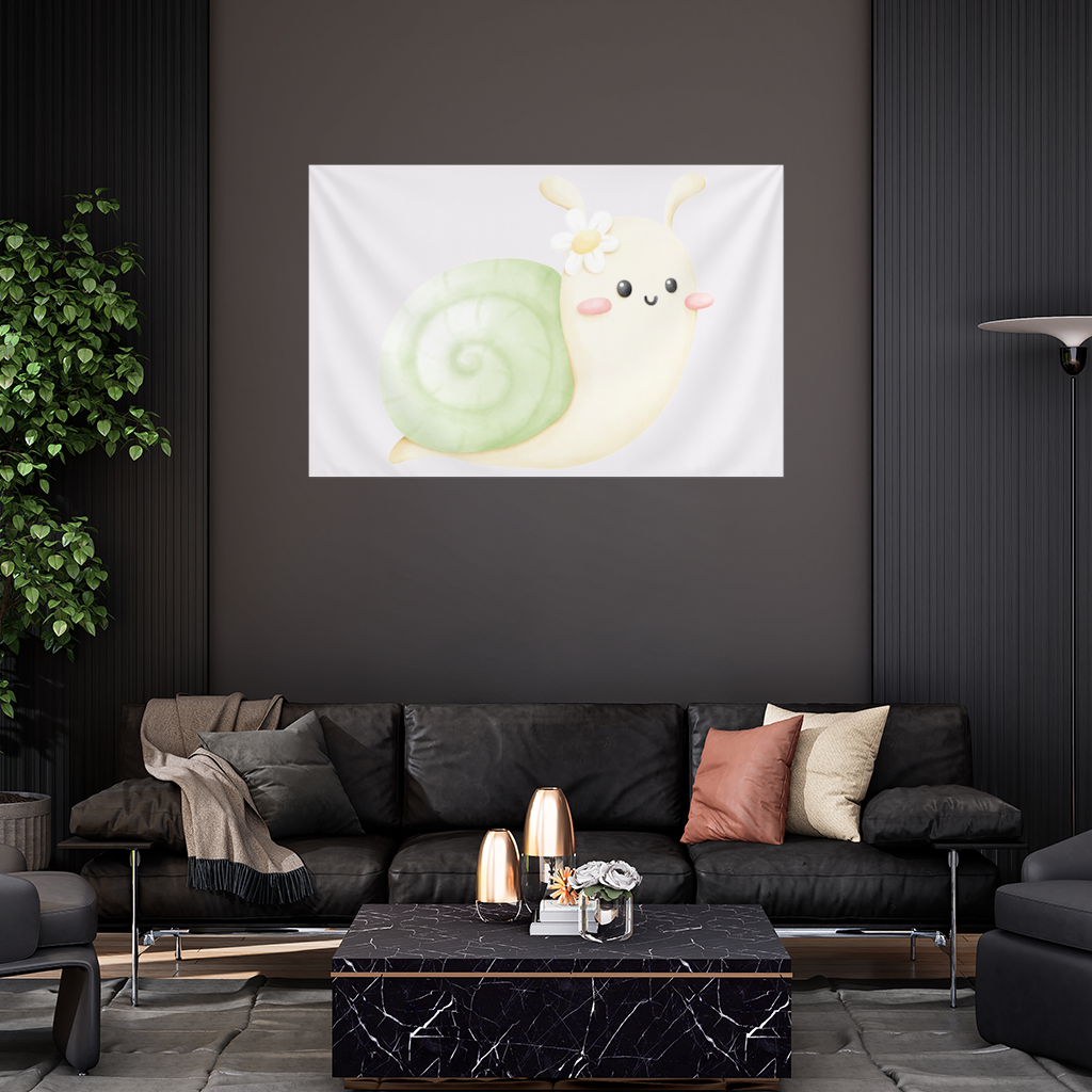 Cute Snail Illustration Wall Tapestry