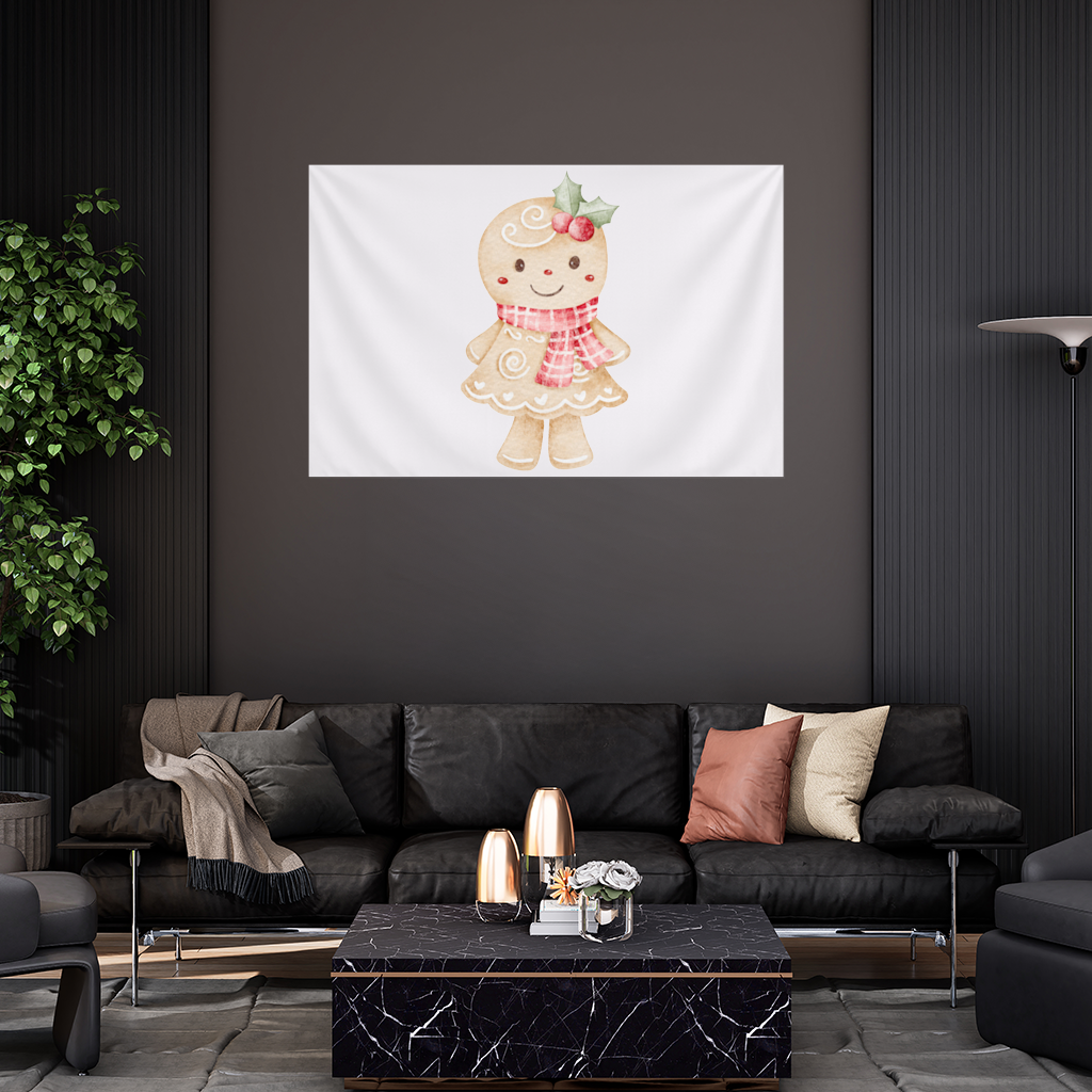 Cute Gingerbread Cookie Character Wall Tapestry