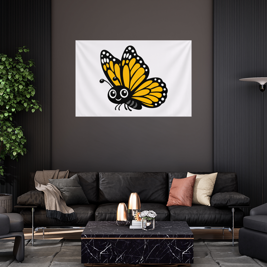 Gülümseyen Turuncu Monarch Kelebeği Duvar Örtüsü